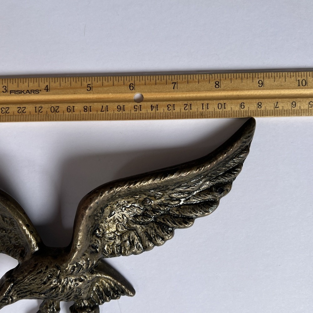 Vintage Cast Metal Brass Eagle Wall Hanging Office Home Decoration 9" - Picture 8 of 8